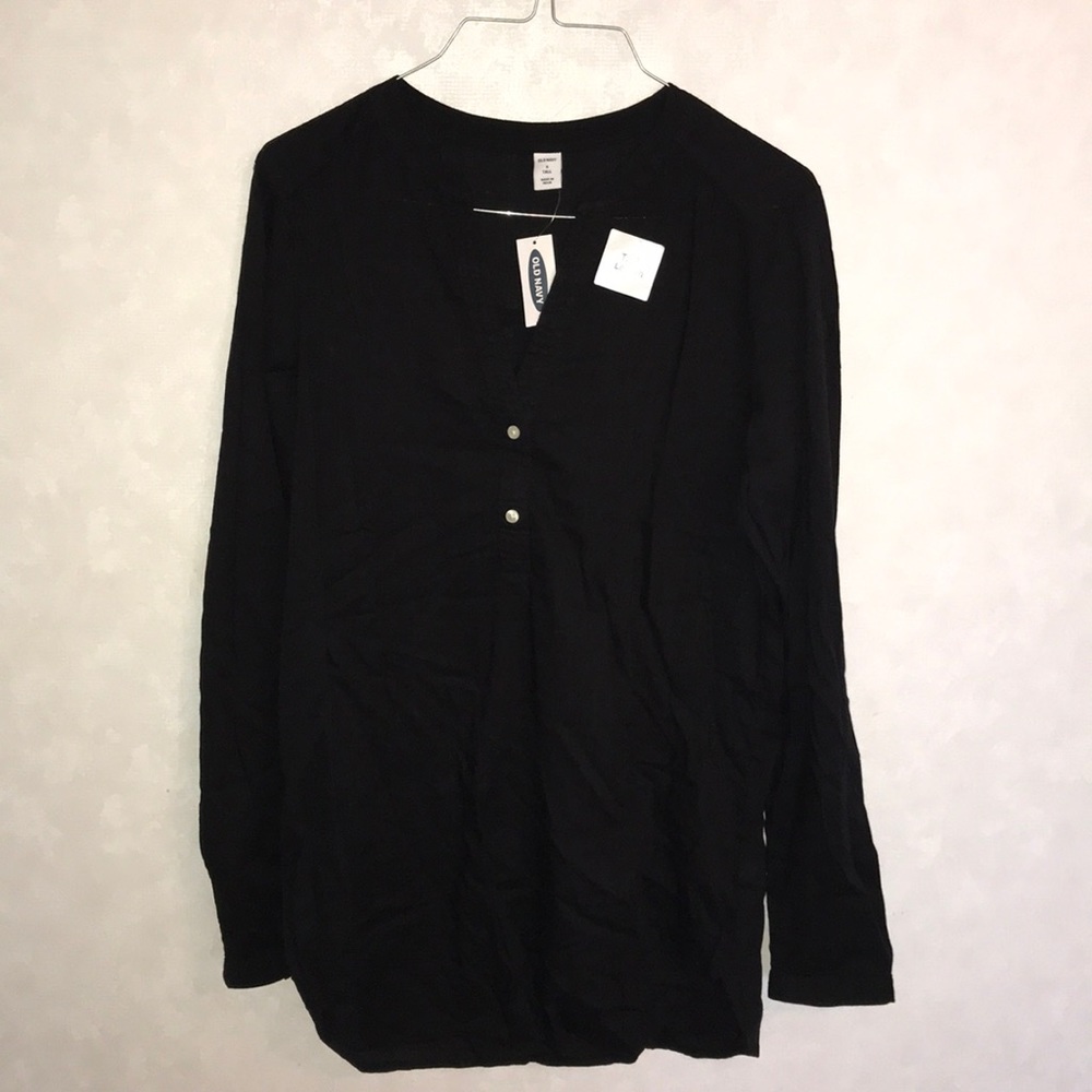 Black cotton long sleeve top